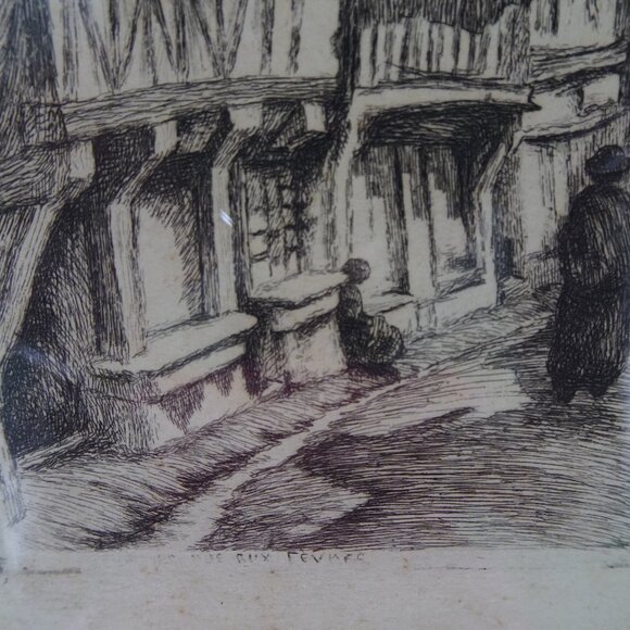 Emile LEROI (1887-1944) Engraving France Pencil Signed Lisieux La Rue Aux Fevres - Picture 13 of 16